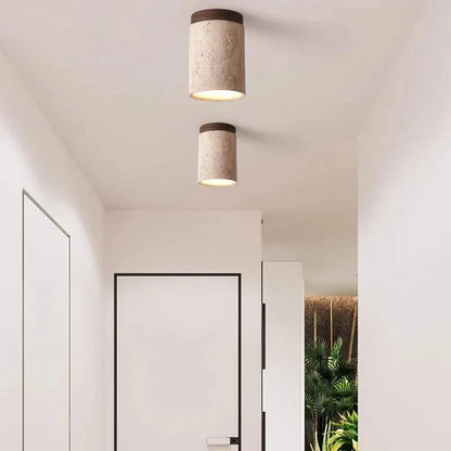 Travertin Deckenleuchte - Raffinierte Eleganz - Sanftes Licht - Einzigartiges Design