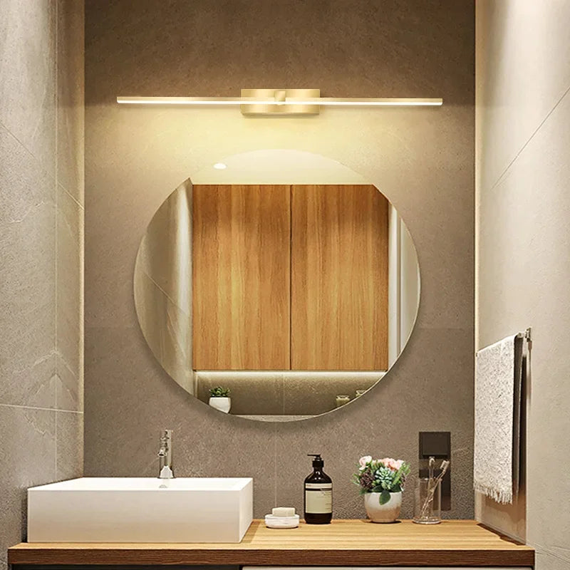 Moderne Gold LED Wandleuchte – Badezimmer-Spiegelleuchte mit Touch-Schalter für Schlafzimmer, Wohnzimmer und Schminkbeleuchtung | Heim Zeile