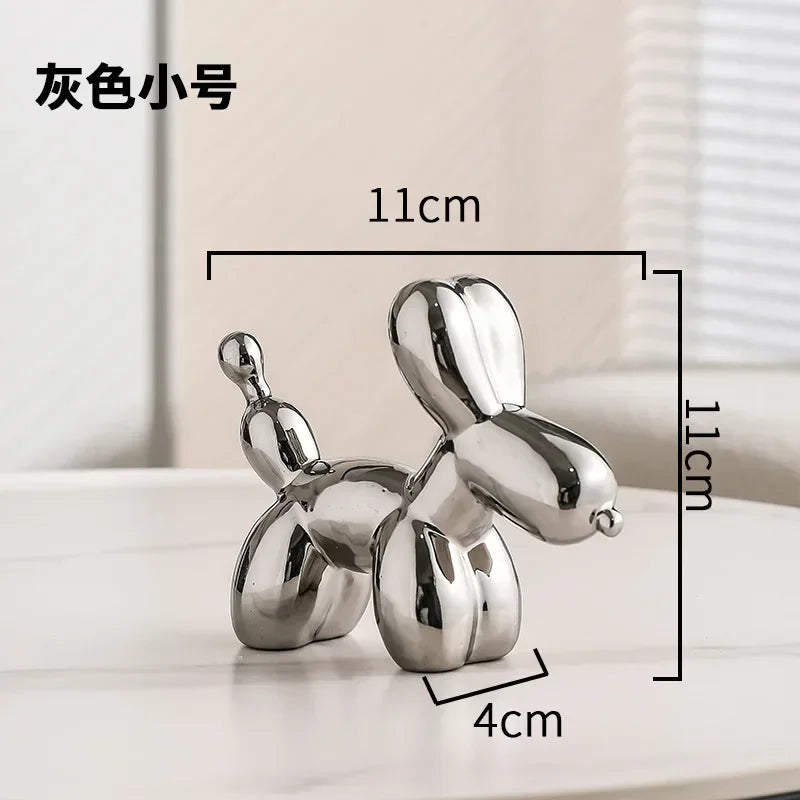 Nordic Ceramic Balloon Dog Sculpture Gold Animal Decoration Statue Living Room Ornaments Creative Desk Ornament Home Decor