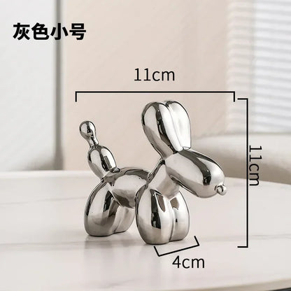 Nordic Ceramic Balloon Dog Sculpture Gold Animal Decoration Statue Living Room Ornaments Creative Desk Ornament Home Decor