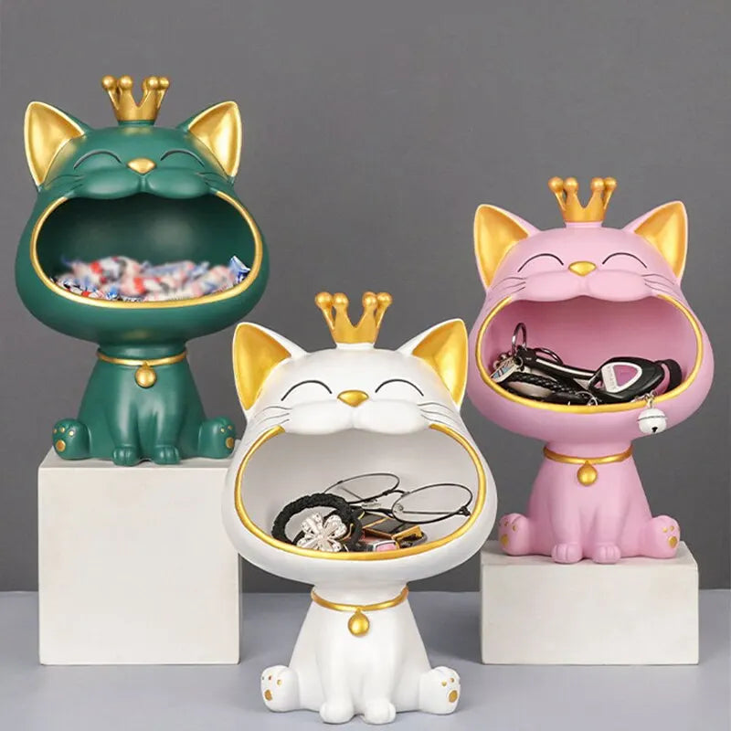 Fortune Crown Big Mouth Cat Eingang Schlüsselhalter Dekorationsornament, Licht Luxus Einweihungsgeschenk Skulptur