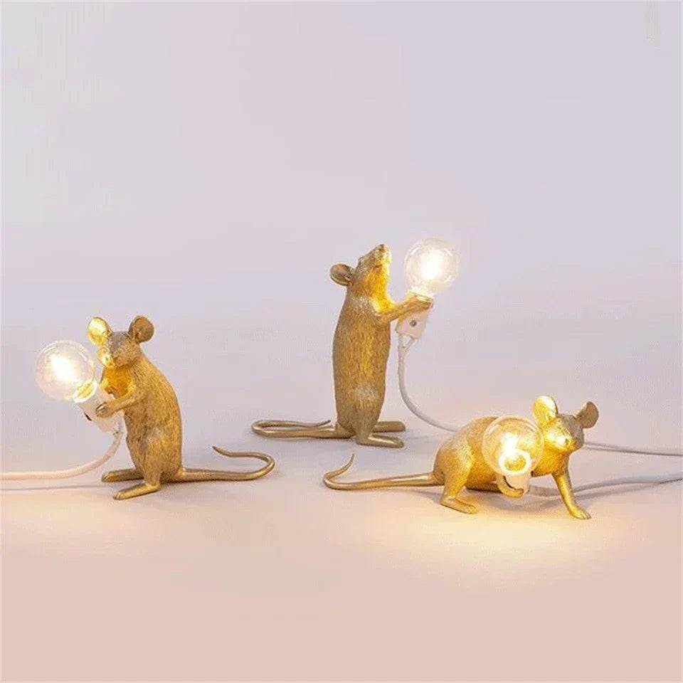 Moderne LED Tier Tischlampen: Harzratte, Katze und Eichhörnchen Nachtlichter