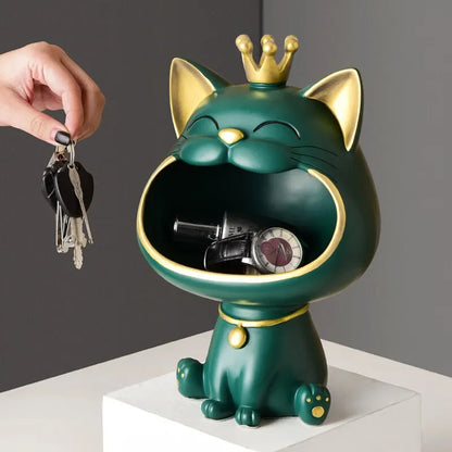 Fortune Crown Big Mouth Cat Eingang Schlüsselhalter Dekorationsornament, Licht Luxus Einweihungsgeschenk Skulptur