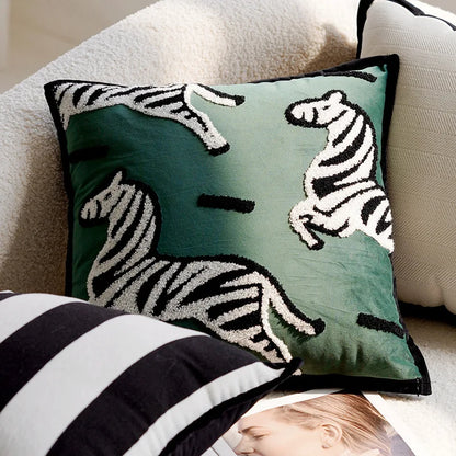 Luxus gesticktes Dekokissen mit Pferdedruck für Sofa und Wohnzimmer