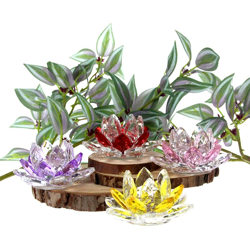Kristall-Lotusblume Handwerk Glas Briefbeschwerer Heimdekoration Ornamente Figuren Haus Hochzeit Party Dekor Geschenke Souvenir