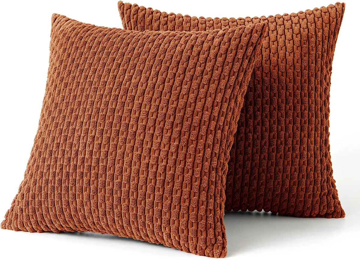 Weiches geripptes Samt Dekorationskissen mit Streifen im Boho-Stil für Sofa und Bett