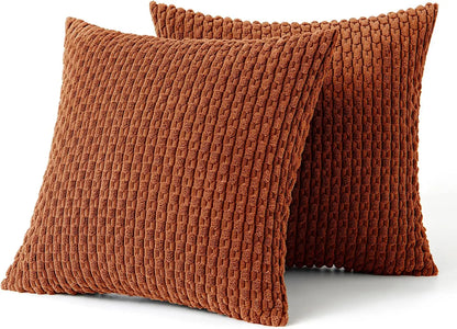 Weiches geripptes Samt Dekorationskissen mit Streifen im Boho-Stil für Sofa und Bett