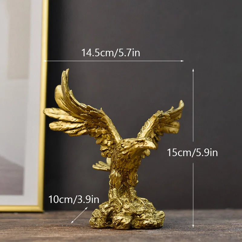 Resin Golden Eagle Statue Kunst Tier Modell Sammlung Ornament Home Office Schreibtisch Feng Shui Dekor Figuren einfach