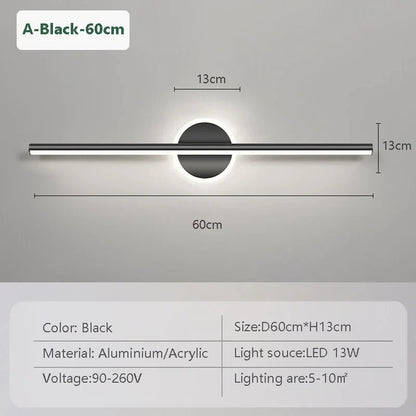 Heim Zeile | LED Wandleuchte LineaLux | Schwarz & Gold | 40/60/80 cm | Warm, Kalt & Dreifarbiges Licht | Moderne Spiegel & Wandbeleuchtung
