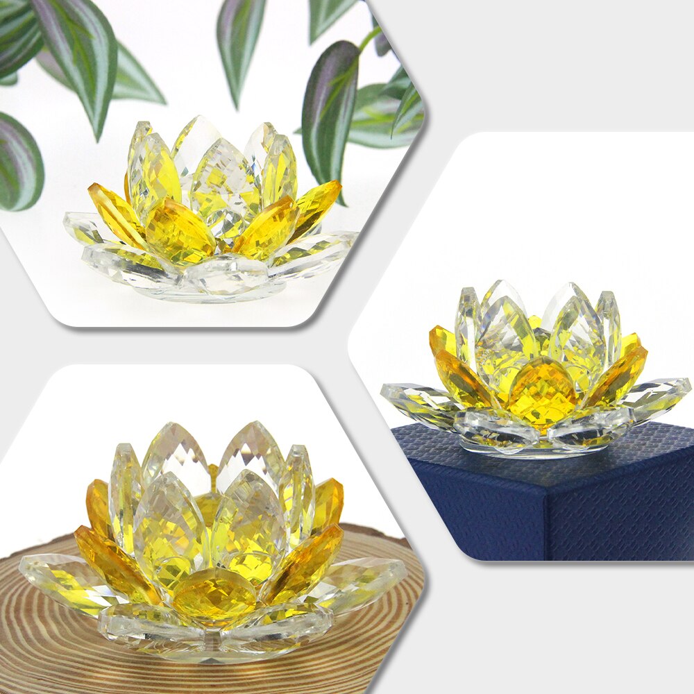 Kristall-Lotusblume Handwerk Glas Briefbeschwerer Heimdekoration Ornamente Figuren Haus Hochzeit Party Dekor Geschenke Souvenir