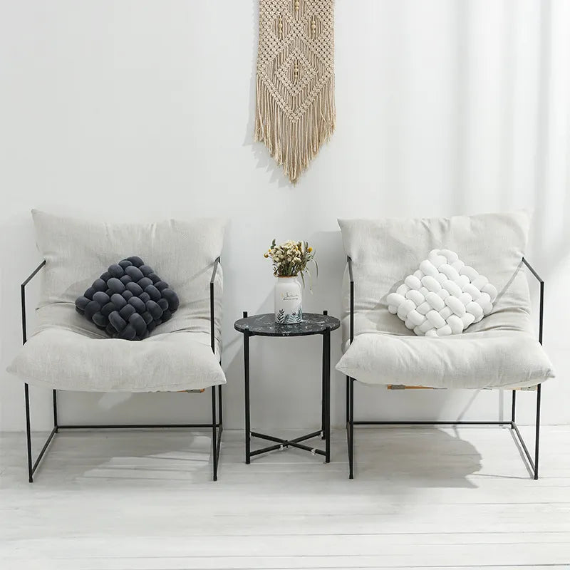 Wohnzimmer Weiches Plüsch Knoten Kissen Sofa Kissen Einfarbig Quadrat Handgewebt Zuhause Werfen Kissen Quadrat Gewebt Sitzkissen Kissen