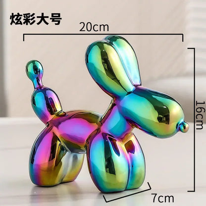 Nordic Ceramic Balloon Dog Sculpture Gold Animal Decoration Statue Living Room Ornaments Creative Desk Ornament Home Decor