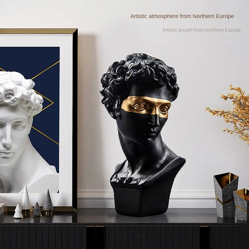 Statues zur Dekoration, 15 cm, David, Couchtisch, Wohnkultur, Ornamente, Büste eines Raumes aus Gips, weißem Harz, dekorative Kunstskulptur