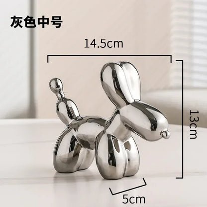 Nordic Ceramic Balloon Dog Sculpture Gold Animal Decoration Statue Living Room Ornaments Creative Desk Ornament Home Decor
