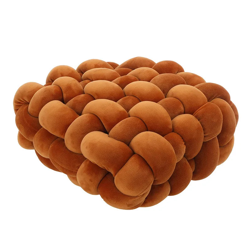 Wohnzimmer Weiches Plüsch Knoten Kissen Sofa Kissen Einfarbig Quadrat Handgewebt Zuhause Werfen Kissen Quadrat Gewebt Sitzkissen Kissen