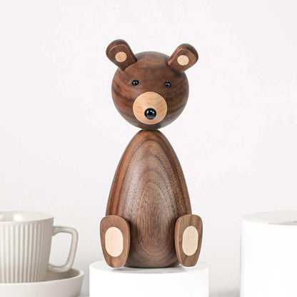 Danish wooden brown bear family ornaments