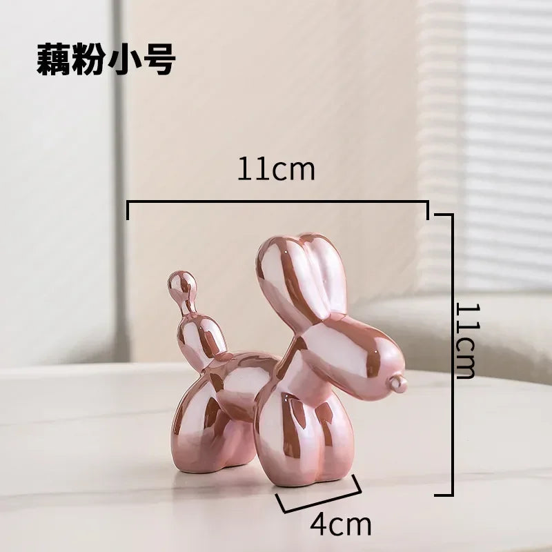 Nordic Ceramic Balloon Dog Sculpture Gold Animal Decoration Statue Living Room Ornaments Creative Desk Ornament Home Decor