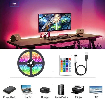 USB RGB LED-Streifenlichter mit App-Steuerung für Raum- und TV-Umgebungsbeleuchtung Deko