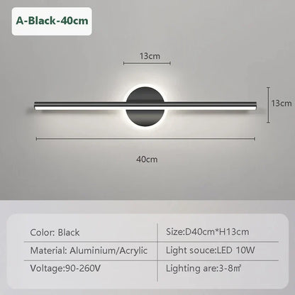 Heim Zeile | LED Wandleuchte LineaLux | Schwarz & Gold | 40/60/80 cm | Warm, Kalt & Dreifarbiges Licht | Moderne Spiegel & Wandbeleuchtung