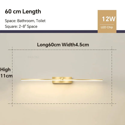 Moderne Gold LED Wandleuchte – Badezimmer-Spiegelleuchte mit Touch-Schalter für Schlafzimmer, Wohnzimmer und Schminkbeleuchtung | Heim Zeile