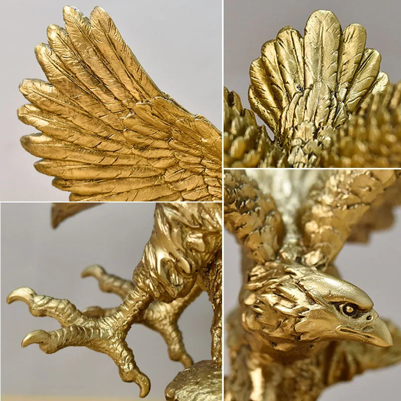 Resin Golden Eagle Statue Kunst Tier Modell Sammlung Ornament Home Office Schreibtisch Feng Shui Dekor Figuren einfach