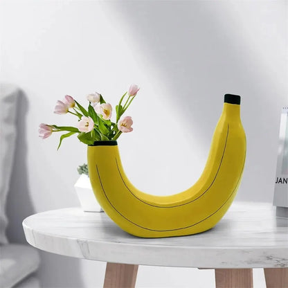 Banane Vase, Blumen vase aus Harz, niedliche Bananenform, dekorative Tisch vase für Blumenarrangements, Wohnzimmer, Schlafzimmer, Wohnkultur