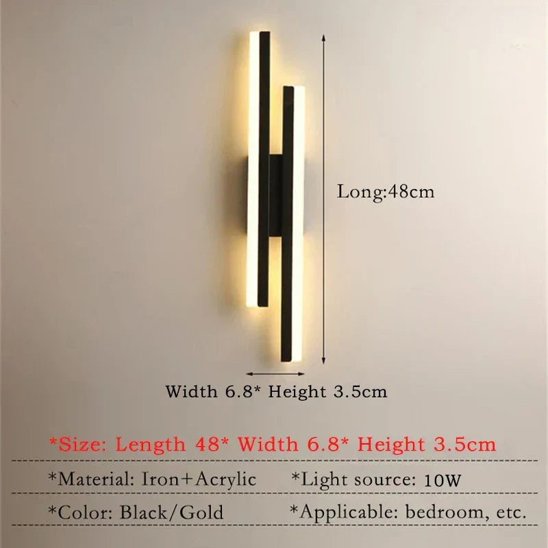 Moderne LED-Wandleuchte: Schwarz/Gold Acryl Raumschmucklicht