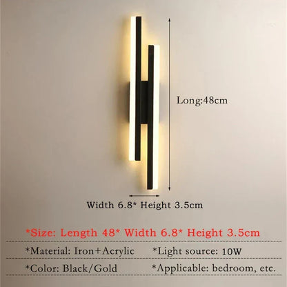 Moderne LED-Wandleuchte: Schwarz/Gold Acryl Raumschmucklicht