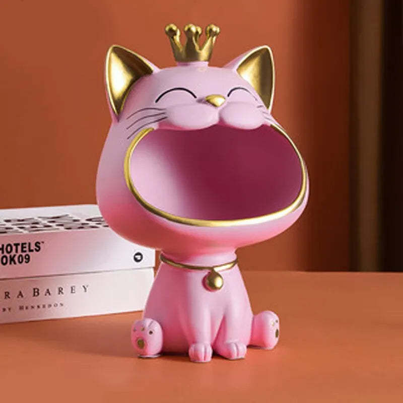 Fortune Crown Big Mouth Cat Eingang Schlüsselhalter Dekorationsornament, Licht Luxus Einweihungsgeschenk Skulptur
