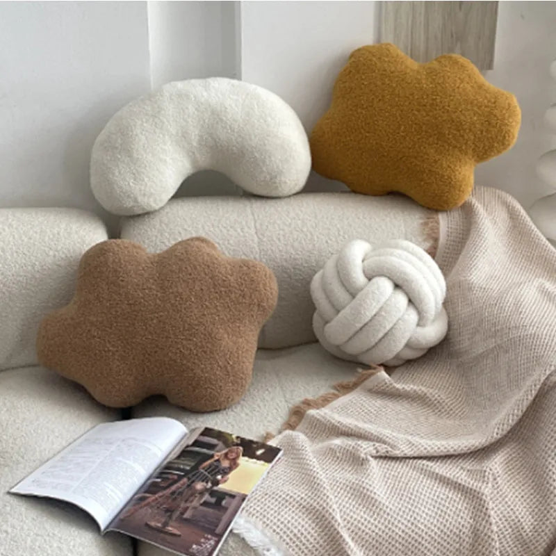Nordic Bouclé Abstract Kissen – Minimalistisches Plüschkissen | Heim Zeile