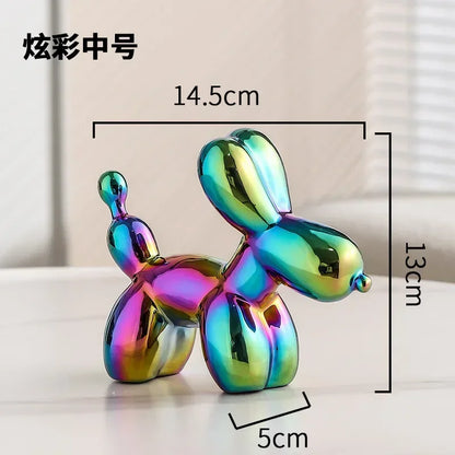 Nordic Ceramic Balloon Dog Sculpture Gold Animal Decoration Statue Living Room Ornaments Creative Desk Ornament Home Decor