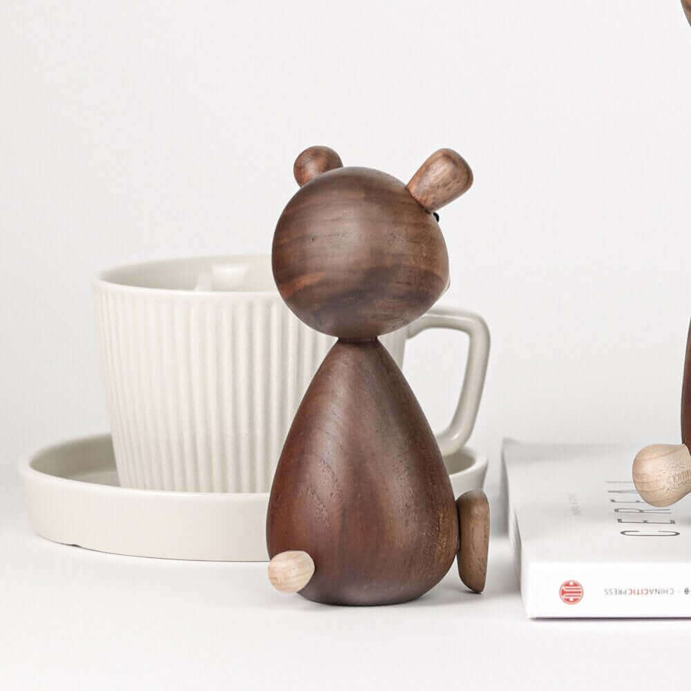 Danish wooden brown bear family ornaments