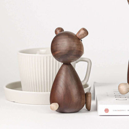 Danish wooden brown bear family ornaments
