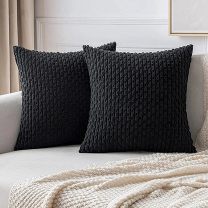 Weiches geripptes Samt Dekorationskissen mit Streifen im Boho-Stil für Sofa und Bett