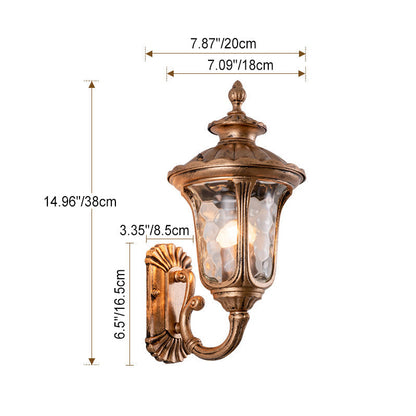 Traditionelle europäische wasserdichte, schlossförmige Aluminium-Glas 1-Licht Außenwandleuchte für den Garten