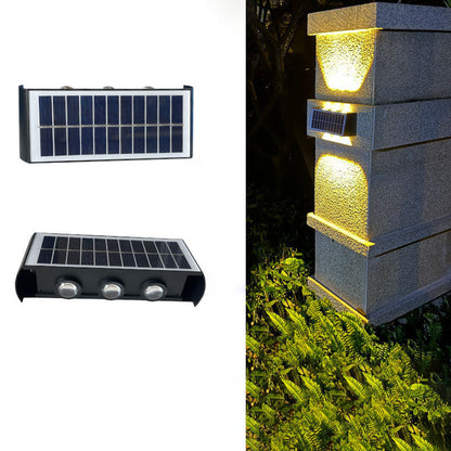 Moderne Einfachheit Solar wasserdichte rechteckige ABS PMMA LED Wandleuchte Lampe für Outdoor-Terrasse