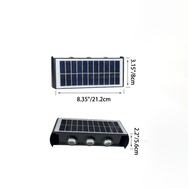 Moderne Einfachheit Solar wasserdichte rechteckige ABS PMMA LED Wandleuchte Lampe für Outdoor-Terrasse