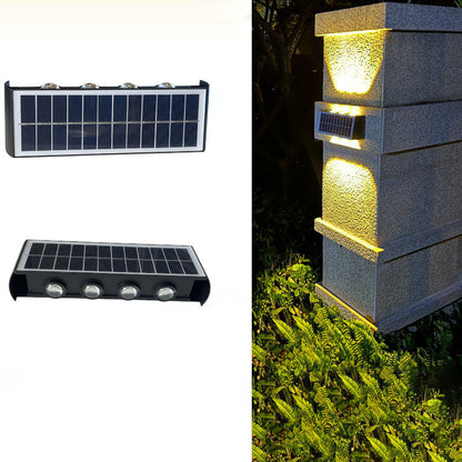 Moderne Einfachheit Solar wasserdichte rechteckige ABS PMMA LED Wandleuchte Lampe für Outdoor-Terrasse