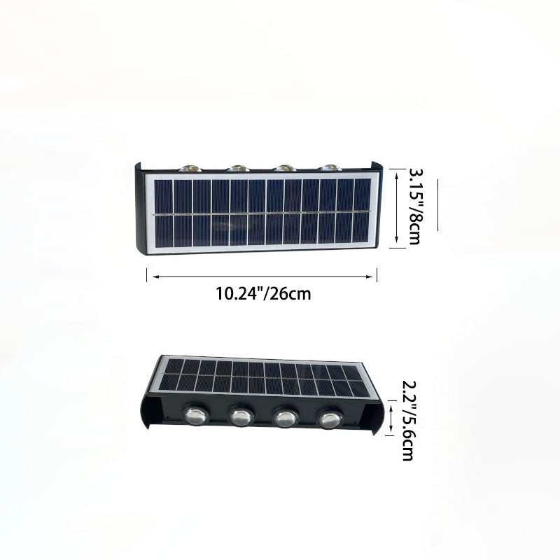 Moderne Einfachheit Solar wasserdichte rechteckige ABS PMMA LED Wandleuchte Lampe für Outdoor-Terrasse