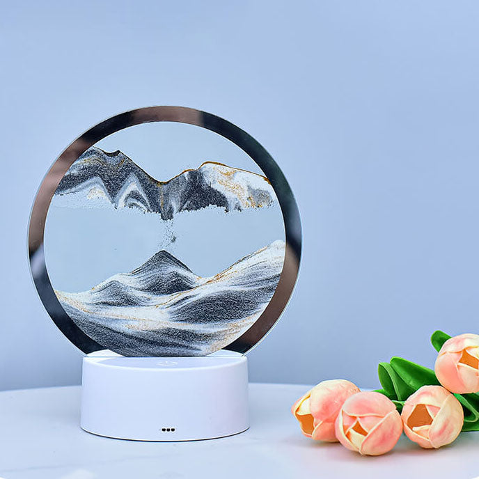 Kreative runde Sanduhr Quicksand 3D LED Nachttischlampe Tischlampe