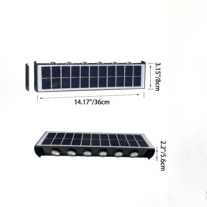 Moderne Einfachheit Solar wasserdichte rechteckige ABS PMMA LED Wandleuchte Lampe für Outdoor-Terrasse