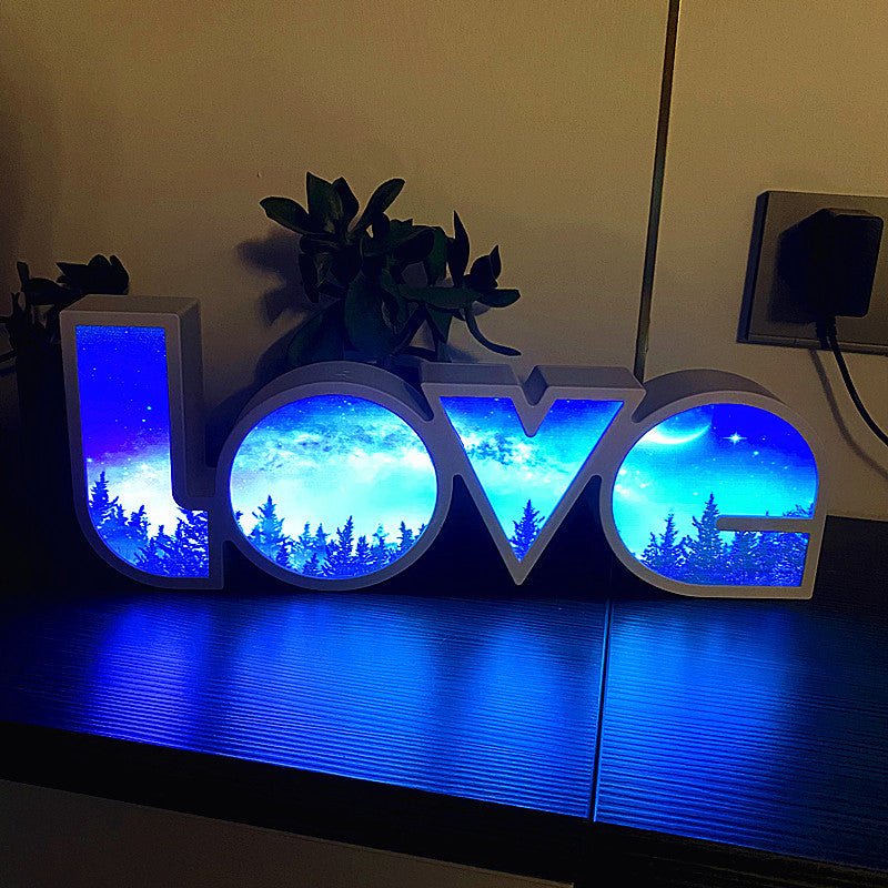 Moderne Art Deco wasserdichte PS LOVE Buchstaben LED Tischlampe fürs Schlafzimmer