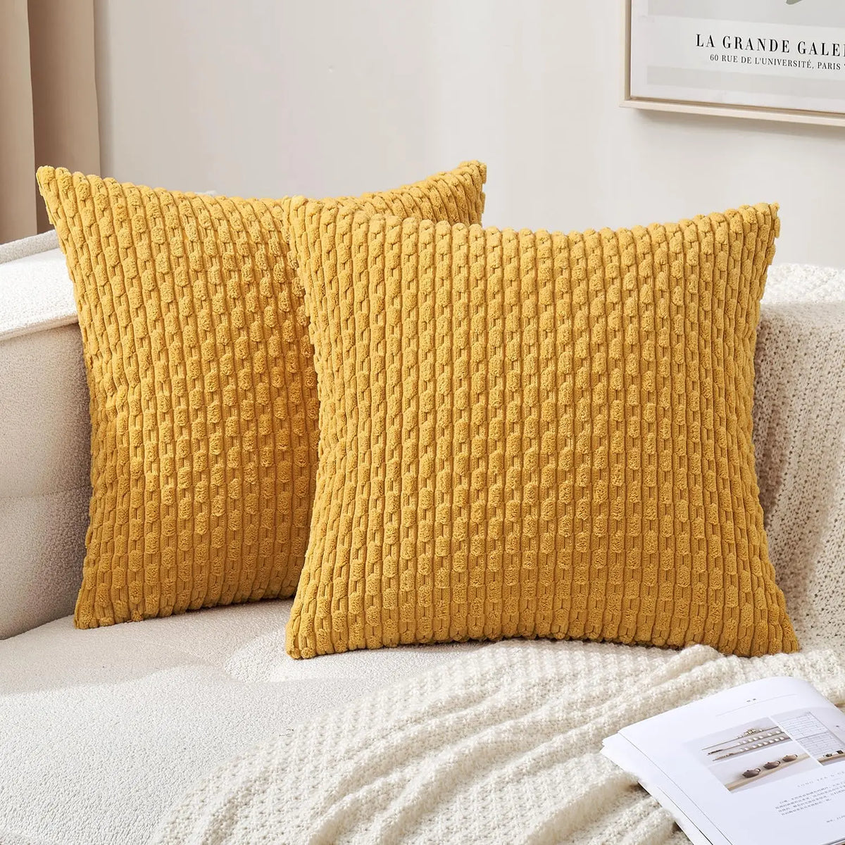 Weiches geripptes Samt Dekorationskissen mit Streifen im Boho-Stil für Sofa und Bett