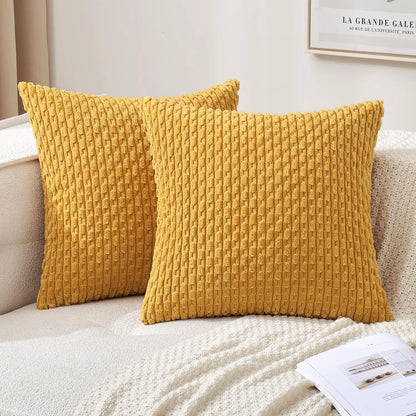 Weiches geripptes Samt Dekorationskissen mit Streifen im Boho-Stil für Sofa und Bett