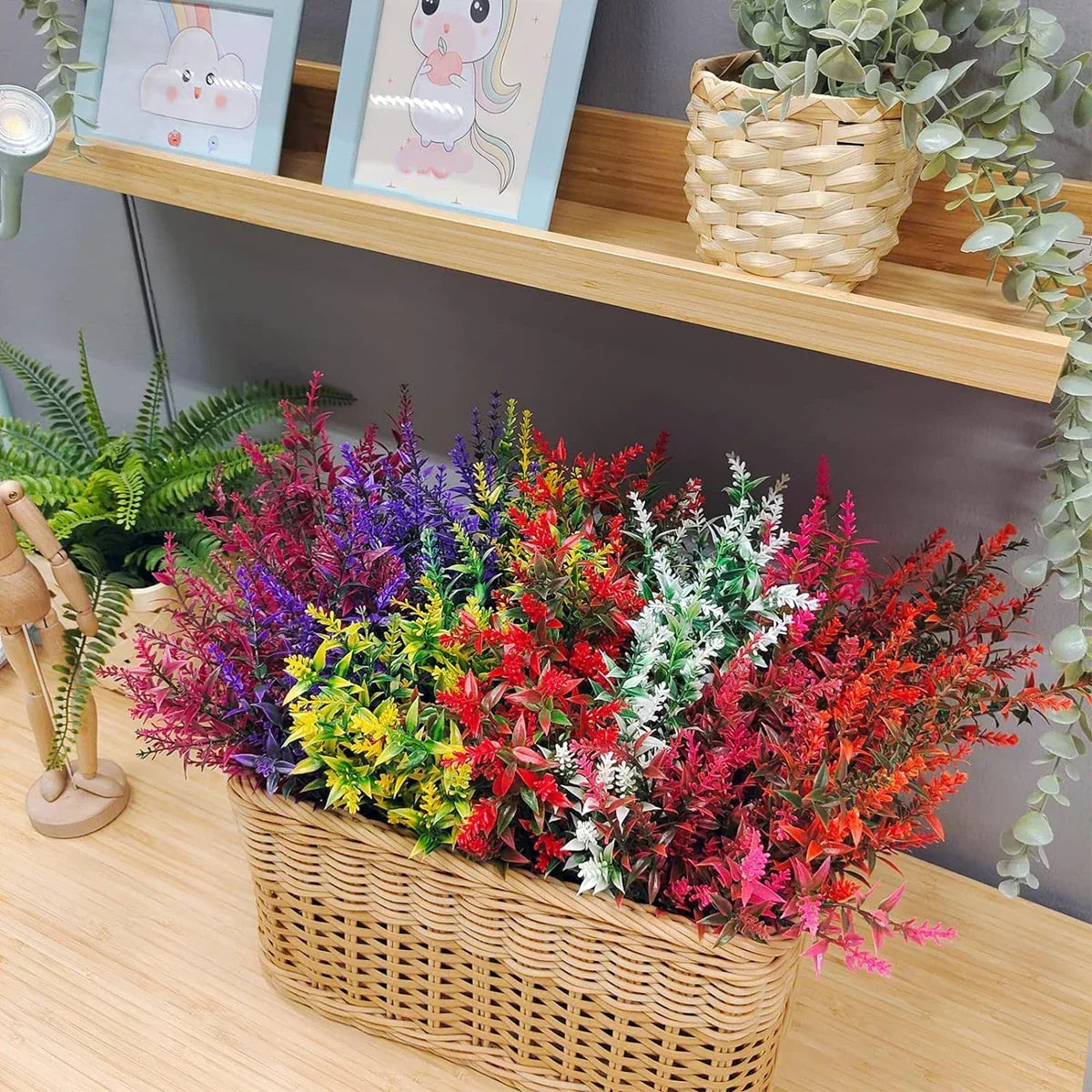 Florabell 12-teiliges Set Künstliche Lavendel Künstliche Pflanzen für Hochzeiten, Vasen, Girlanden & Dekoration für Innen & Außen