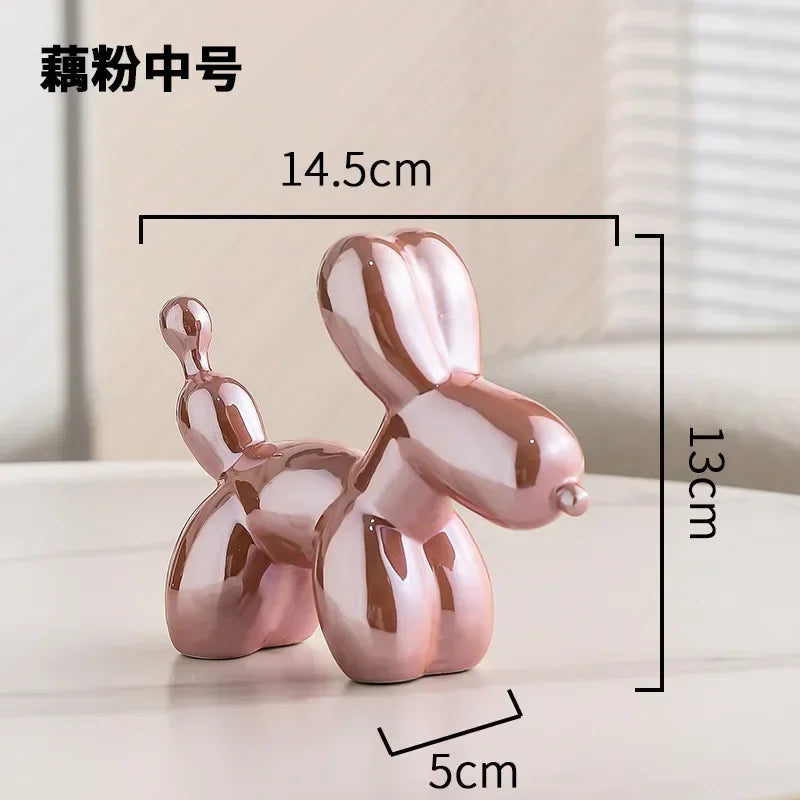 Nordic Ceramic Balloon Dog Sculpture Gold Animal Decoration Statue Living Room Ornaments Creative Desk Ornament Home Decor