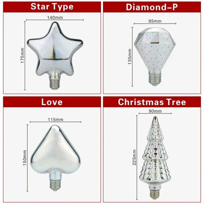 3D LED Lampe | Vintage Feuerwerkseffektlampe mit E27 Fassung | 6W 85–265V | Dekoration, Party- & Weihnachtsbeleuchtung | Auravia