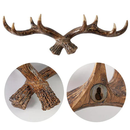 Nordic Vintage Geweih Dekorative Haken Wandhängende Kleidung und Hüte Haken Hochwertige Wohnkultur Geweih Harz Statue Handwerk