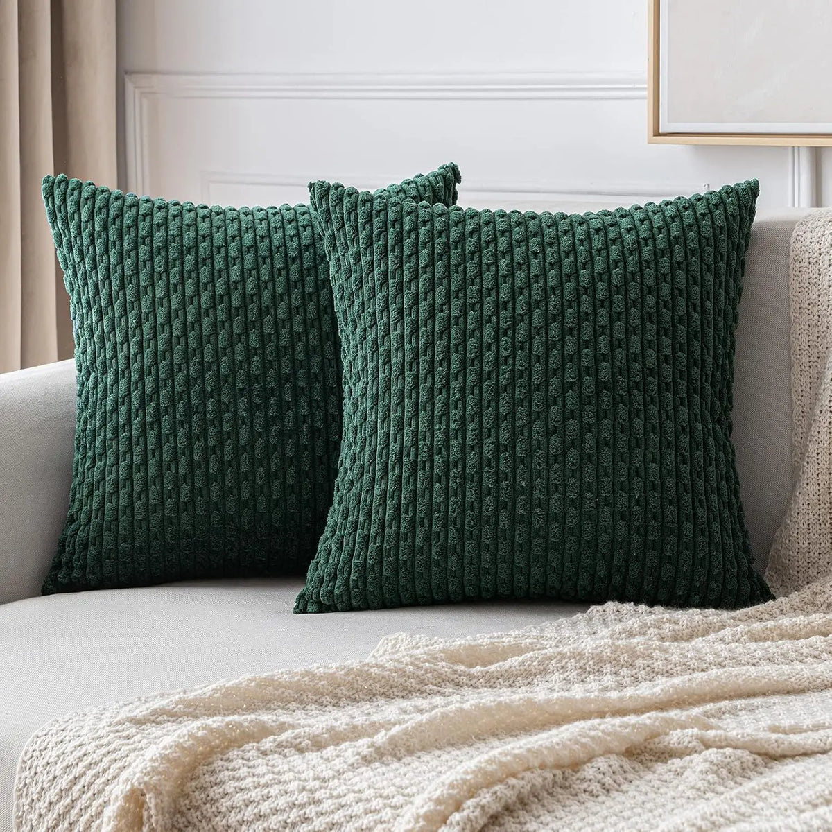 Weiches geripptes Samt Dekorationskissen mit Streifen im Boho-Stil für Sofa und Bett