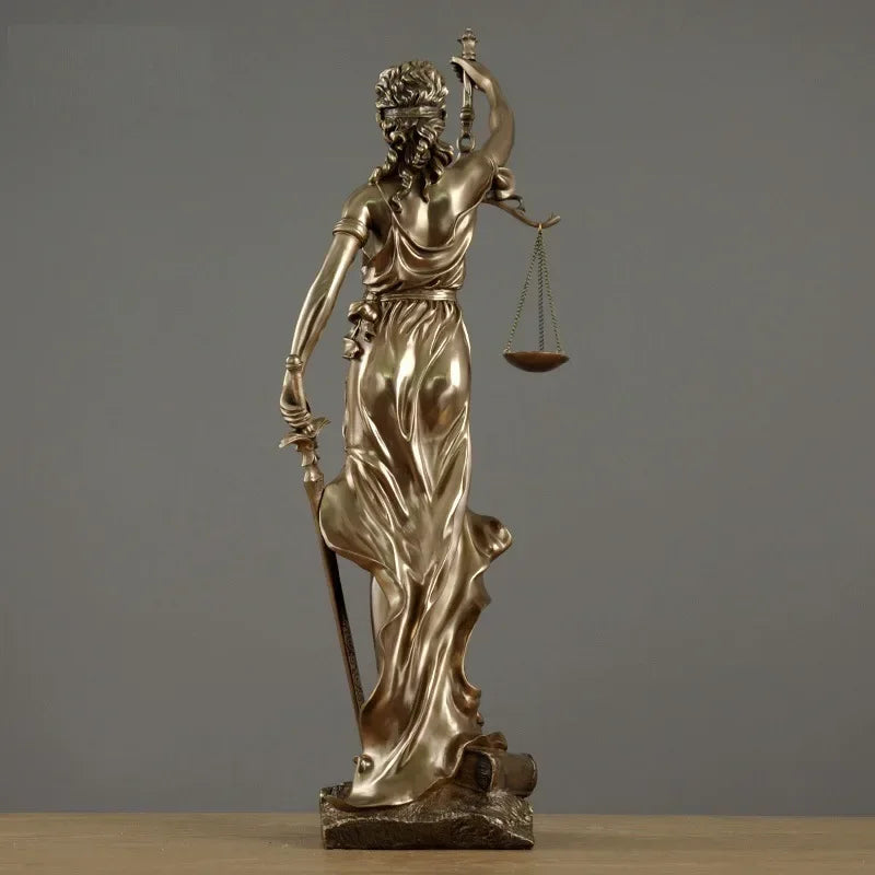 ERMAKOVA europäische antike Bronze griechische Göttin der Gerechtigkeit Statue Fair Angels Harz Skulptur Ornamente Desktop Heimdekoration Geschenk